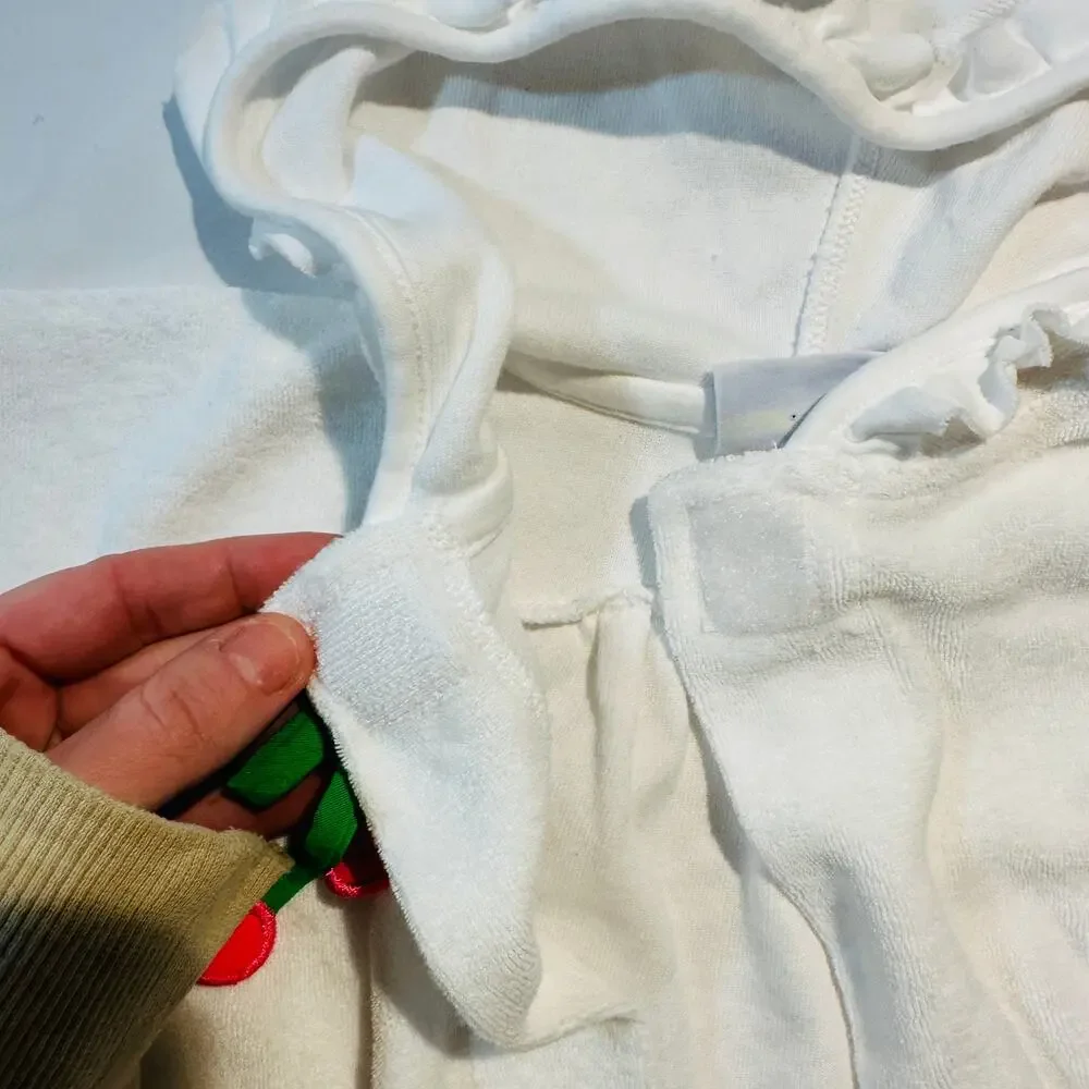 Vintage Florence Eisman Cherry Collar Terry Cloth Hooded Swim Suit Cover Up 12mo